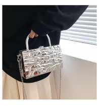 Fashion Ice Crack Personalized Handheld One Shoulder Chain Small Square Bag