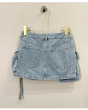 Jigan Workwear Made of Old Denim Skirt Half Skirt A-line Skirt Short Skirt