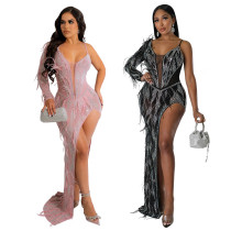 Women's Hot Diamond Sexy Irregular Nightclub Dress