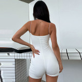 Fashion Sexy Solid Color Slim Fit Open Back Strap Jumpsuit