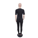 Fashion casual split pants short sleeve spring/summer two-piece set