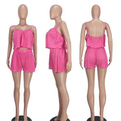 Fashion casual crimped sling two-piece set
