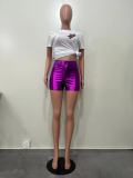 Women's Sexy Slim Fit Candy Multi Color Splash Resistant PU Shorts