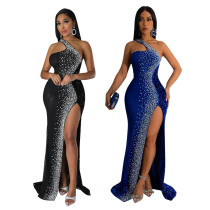 High Split Iron Diamond Party Evening Dress Women's Dress Long Dress