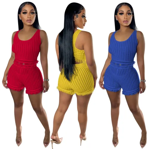 Fashion casual knitting small tassel two-piece set