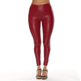 Multi color leather pants High waist leather pants Leggings Women's four side elastic hip lifting sexy pants