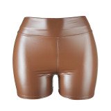 PU leather pants Women's sexy hot pants Night club shorts