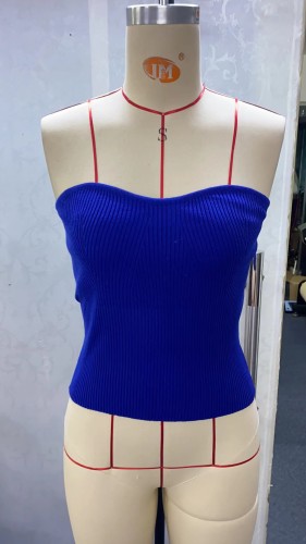 Solid Tank Top Sexy Open Back Strapless Slim Top