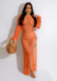 Women's sexy solid color hand knitted fringed beach skirt