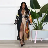 Positioning printed multicolor long skirt