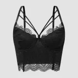 Hollow lace eyelash steel ring fishbone short design feel tank top