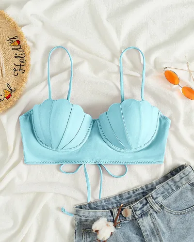 Solid shell steel bra swimsuit sexy bikini top