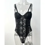 Sexy Lace Spliced Street Spicy Girls Style Bodysuit