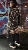 Fashion Women's Collarless Print Graffiti Plush Sweater Dress