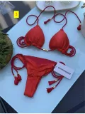 Special Fabric Solid Color Corded Swimwear Multi Color