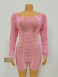 Women's Open Back Sweater Hollow out Knitted Nightwear Soft Sexy One Piece Shorts