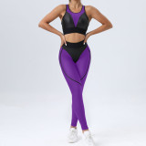 Tight Yoga Set Mesh Sexy Sports Bra Hip Lifting Pants Fitness 2PK Set