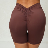 Deep V-shaped Wrinkled Back Waist Tight Hip Yoga Shorts No Embarrassment Thread Honey Hip Fitness Pants