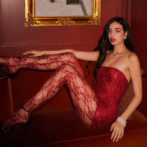 Lace Wrapped Chest Dress Fitted With Silk Socks Set