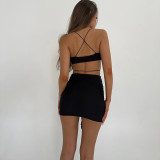 Strap Mesh Skirt Passionate Sexy Hollow Lace Up One Step Skirt