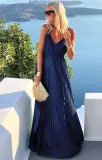 Sexy Strap Pleated Dress Lace Up Loose Swing Dress
