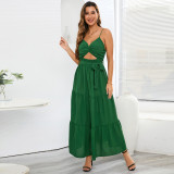 Fashionable and slim fitting temperament, bra strap dress, solid color skirt