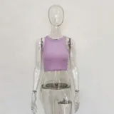 Fashion Versatile Solid Color Sleeveless Bottom Tank Top T-shirt for Women