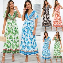 Printed Long Dress Bohemian Beach Resort Dress
