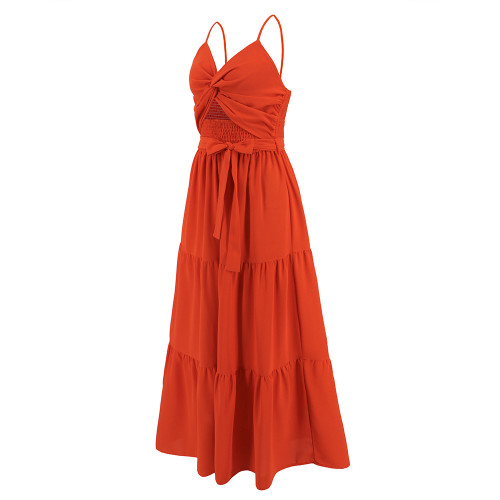 Fashionable and slim fitting temperament, bra strap dress, solid color skirt