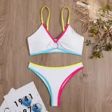 Hollow out colored edge split style swimsuit bikini