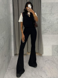 Casual Solid Color High Waist Slim Fit Flare Pants