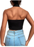 Sexy Cross Neck Hanging Knit Shirt Slim Fit Underlay Tight Women's T-shirt Top