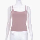 Solid Tone Strap Open Back Sexy Casual Tank Top T-shirt