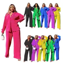 Sexy pleated loose casual multicolor set