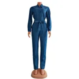 Women's denim work suit jumpsuit