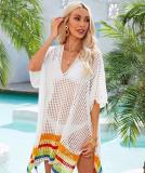 Loose fitting beach jacket with hollowed out oversized bikini top