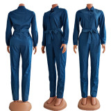 Women's denim work suit jumpsuit