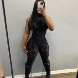 Sexy Backless Sleeveless Hanging Neck High Waist Tight Sports Fitness Jumpsuit