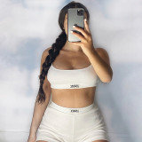 Knitted rib suspender vest black women's shorts casual fashion suit