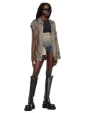 Fishbone High Waist Gradient Feet Edge Design Pocket Leakage Personalized Denim Shorts