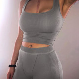Striped hip lifting high waisted shorts for sports and leisure set