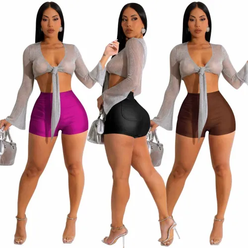 Sexy Fashion Casual Solid Ice Silk Shorts