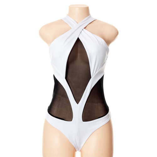 Sexy Mesh Perspective Panel Hip Lift Tight Bodysuit