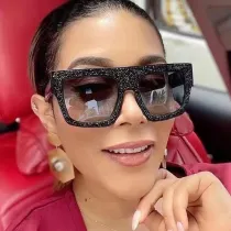 Temperament Large Frame Women's Sunglasses Sparkling Pink Trend Sunglasses Fashion Simple Square Glasses