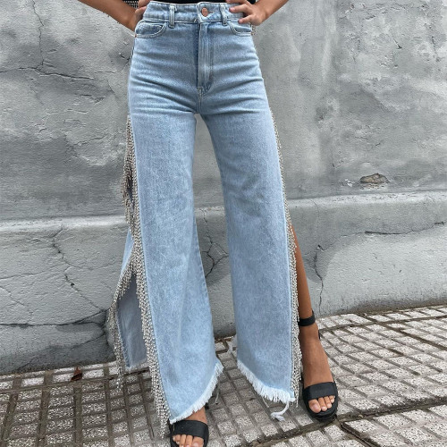 Trendy Split Chain Jeans