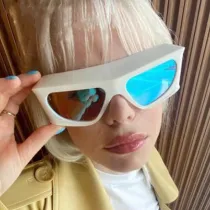Y2K oversized frame sunglasses, exaggerated rectangular thick frame sunglasses, women's trend ins, cool concave shaped glasses