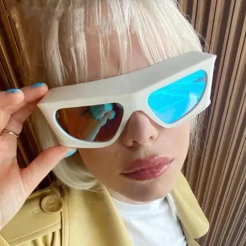 Y2K oversized frame sunglasses, exaggerated rectangular thick frame sunglasses, women's trend ins, cool concave shaped glasses