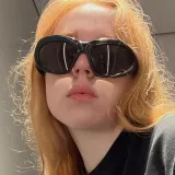 Oversized frame sunglasses, fashionable cat eye oval sunglasses, minimalist hip-hop party glasses for men and women