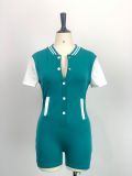Fashionable button up jumpsuit with tight waistband jumpsuit