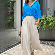 Fashion shirt casual wide leg pants set